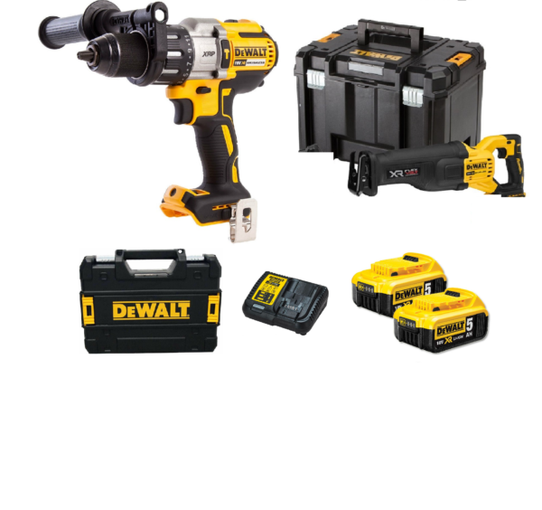 DEWALT DCK210P2T dcd996 dcs386 2 batterie 18v 5ah dcb184 2 valigette tstak