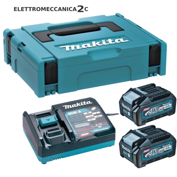 MAKITA 191J97-1 kit energy 40v XGT 2 batterie bl4040 4ah caricabatteria dc40ra Makpac