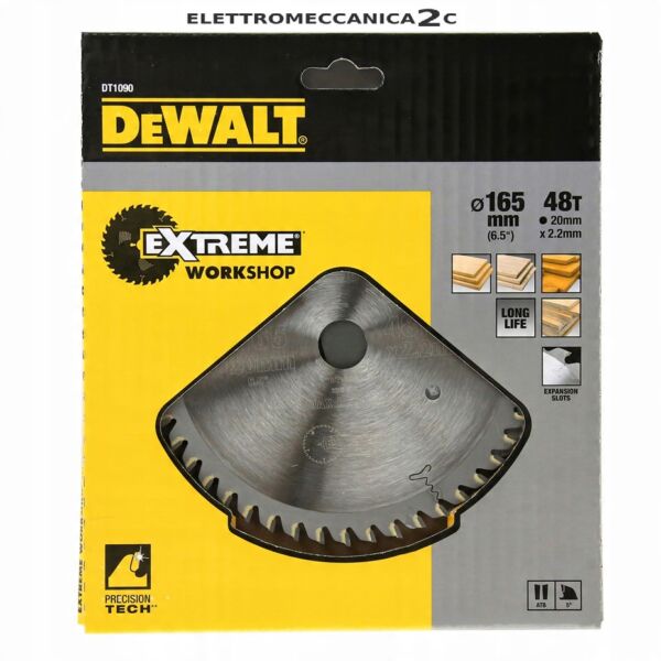 DEWALT DT1090-QZ lama seghe affondamento 165mm foro 20mm 48 denti taglio legno extra fine