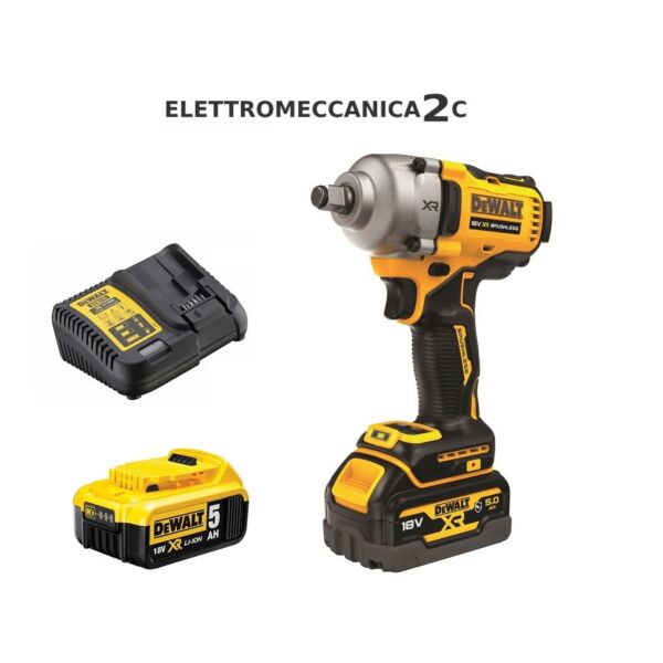 DEWALT DCF891P2G-QW  avvitatore impulsi 18v brushless 2 batterie 5ah 1/2" 1084Nm sovrascocca in gomma