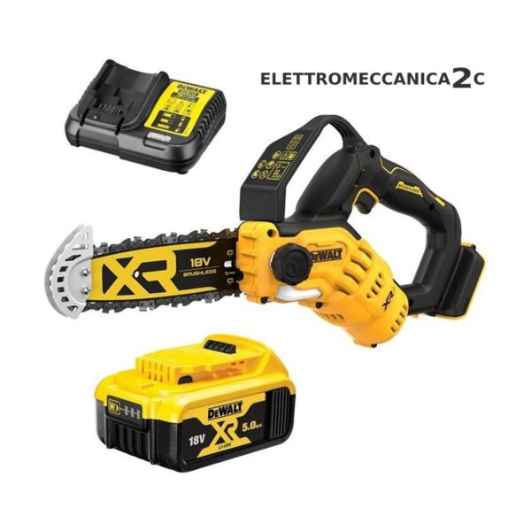 DEWALT DCMPS520P1-QW elettrosega a catena per potatura 18v brushless barra 20cm 1 batteria 5ah