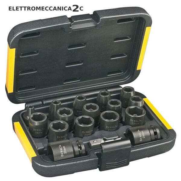 DEWALT DT7506-QZ kit bussole 1/2" per avvitatori ad impulsi 6-8-10-11-12-13-14-16-17-18-19-20-22-24-27mm