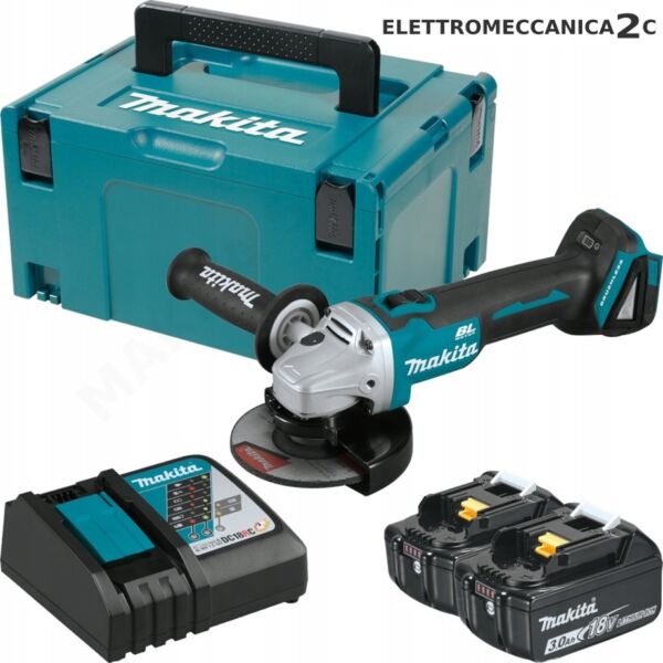 MAKITA DGA504RFJ smerigliatrice 18v brushless 125mm 2 batterie 3ah 8500giri/min makpac dga504rtj