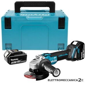 MAKITA DGA504RTJ smerigliatrice 18v brushless 125mm 2 batterie 5ah 8500giri/min makpac