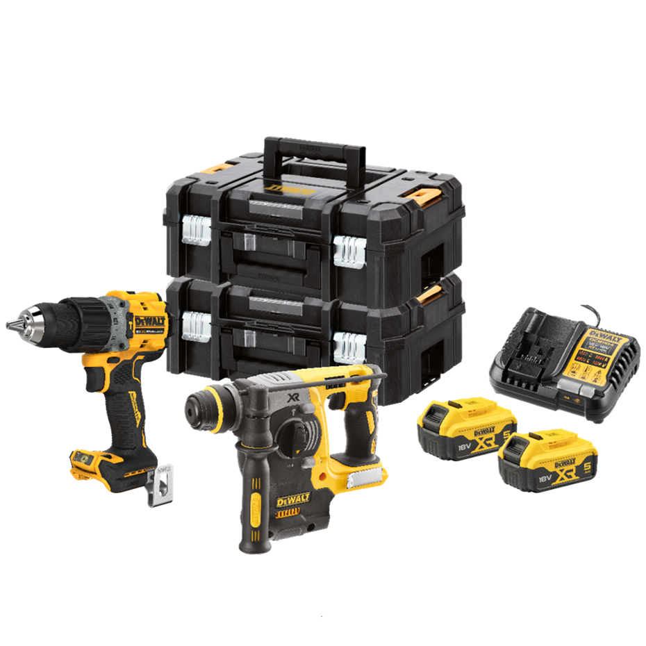 DEWALT DCK2005P2T-IT kit 18v avvitatore dcd805p2t tassellatore dch273nt 2 tstak