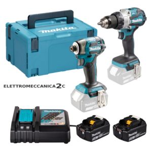 MAKITA DLX2528TJ kit 18v avvitatore perc. dhp489 avvitatore impulsi dtd173 2x5ah makpac