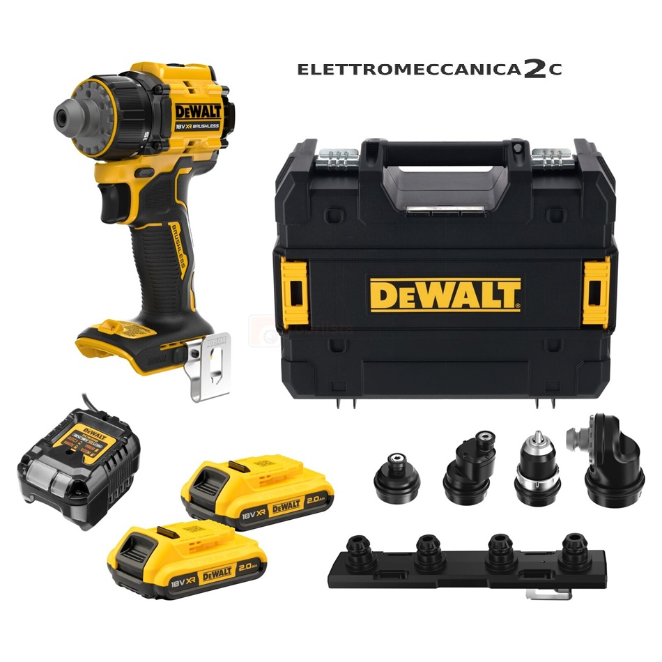 DEWALT DCD803D2T-QW avvitatore multitesta 18v brushless 4 teste 73Nm 2 batterie 2ah tstak