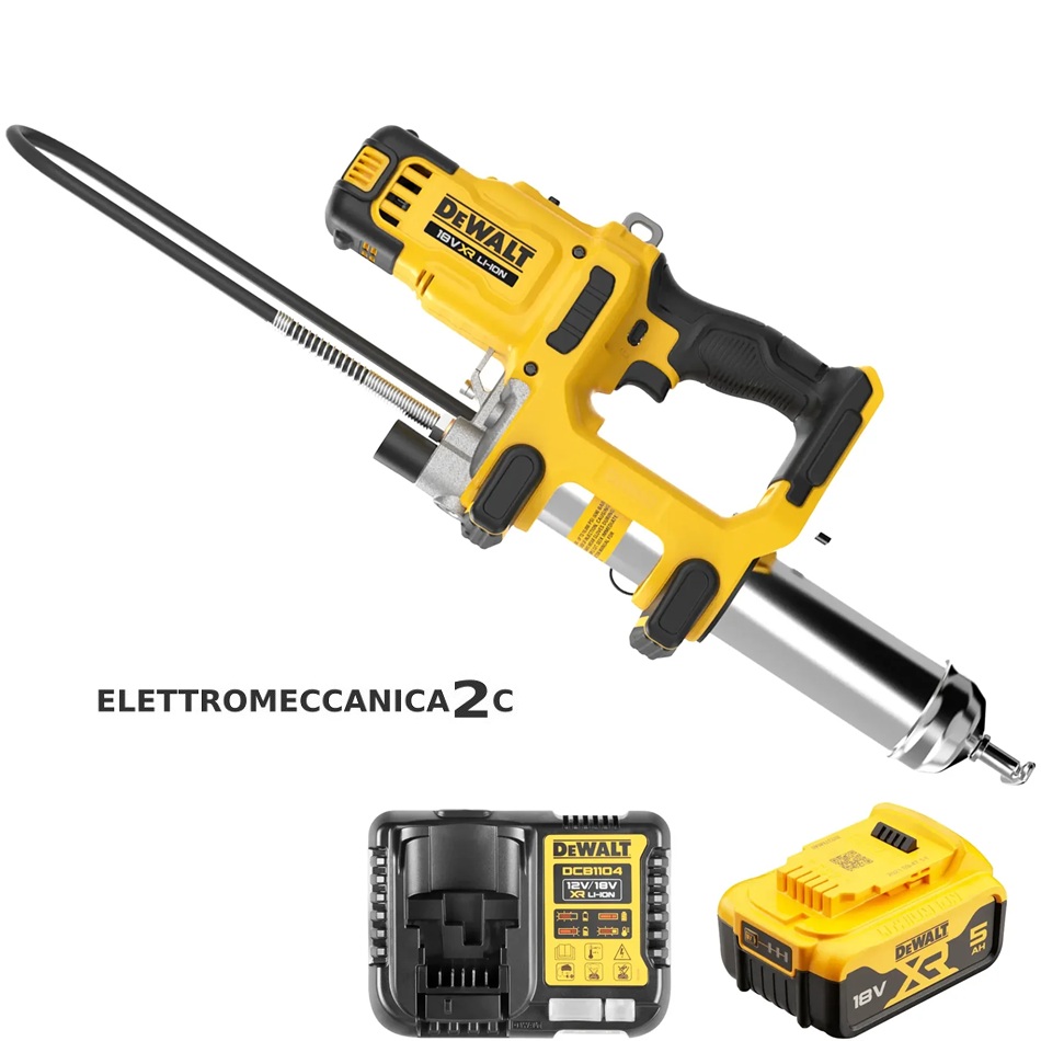 DEWALT DCGG581P1G-QW ingrassatore 18v 2 velocita' alta pressione o alto flusso 1 batteria 5ah borsa